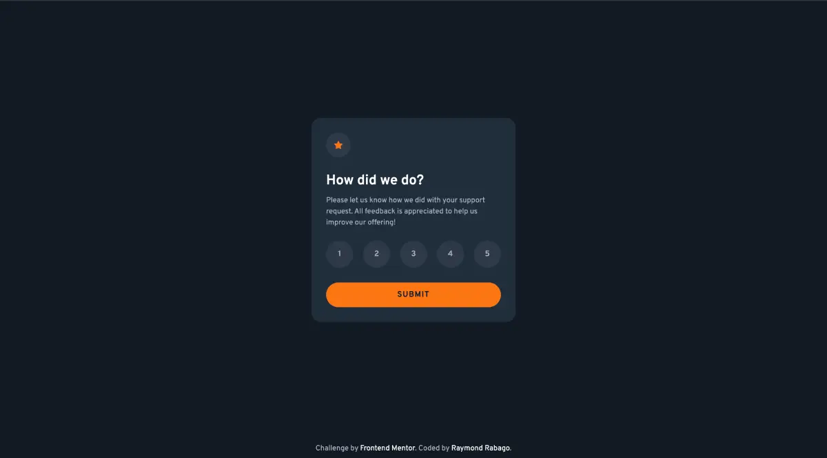Interactive and mobile responsive rating form using CSS and JS